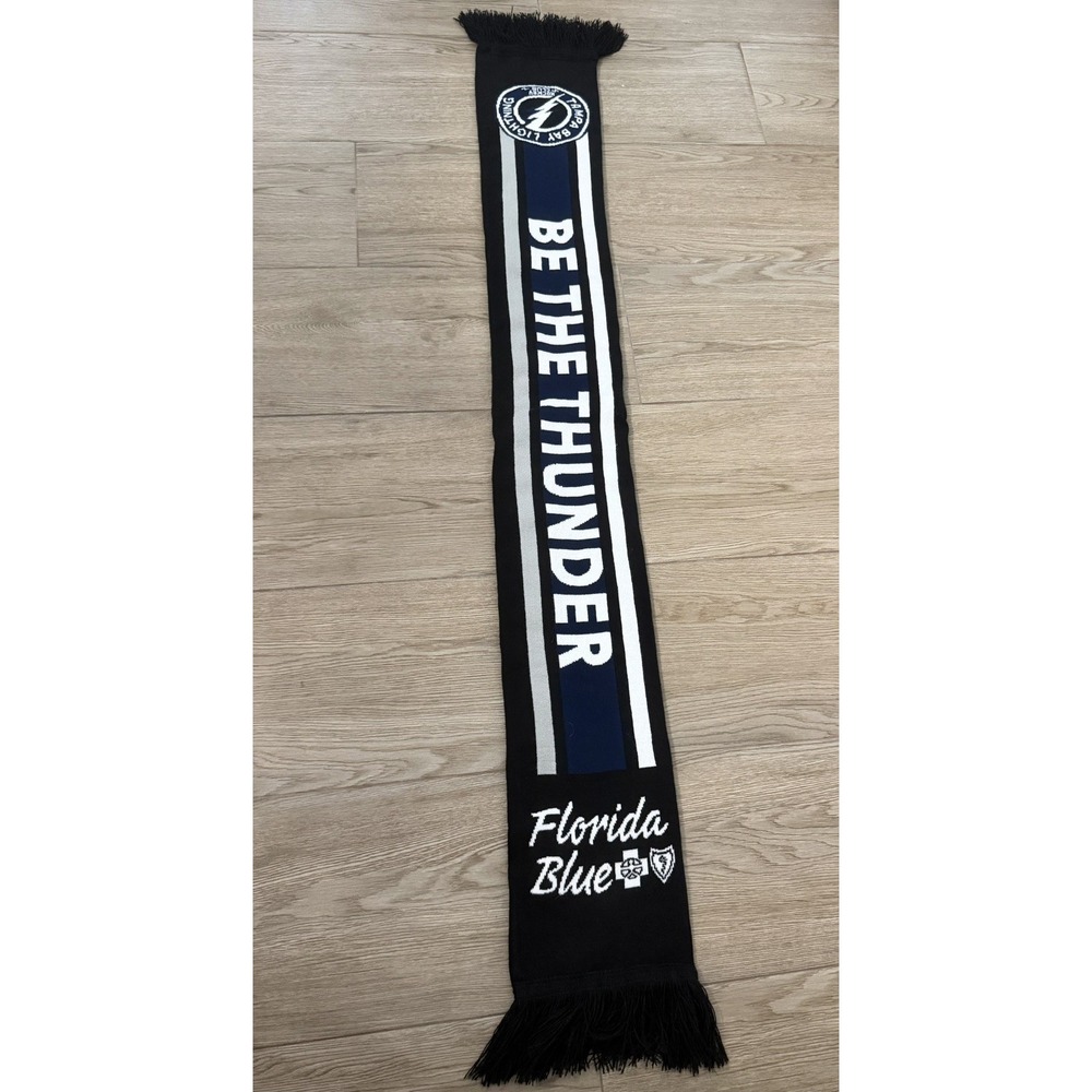 Tampa Bay Lightning Hockey Scarf "Be The Thunder" "Florida Blue" Black Blue